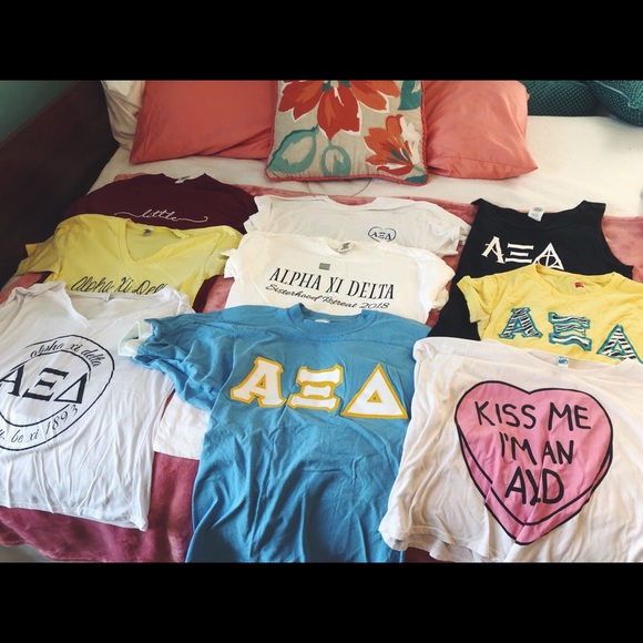 Tops - Alpha xi delta sorority shirts and necklace bundle